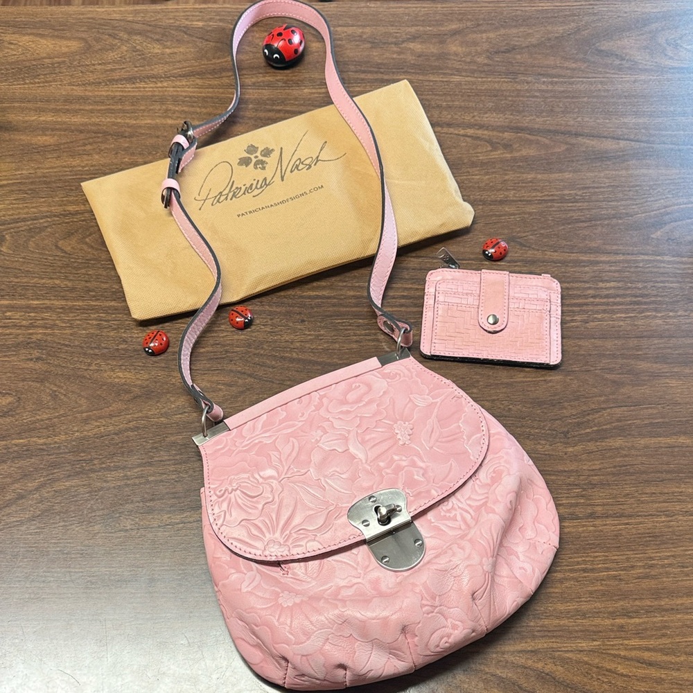 Patricia Nash Pink Embossed Leather Crossbody Bag